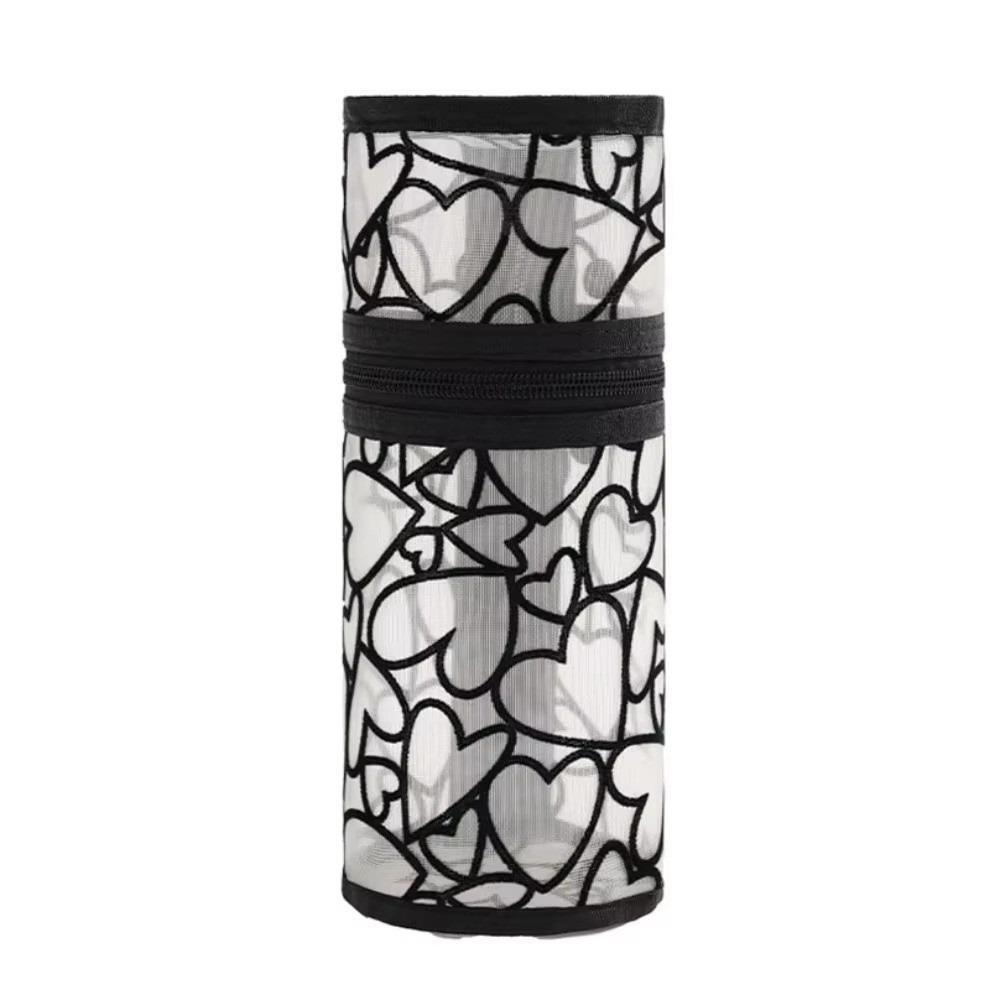 Love Heart Mesh Pencil Case Mesh Mesh Makeup Pouch Simple Mesh Storage Bag  Stationery Holder жёлтый