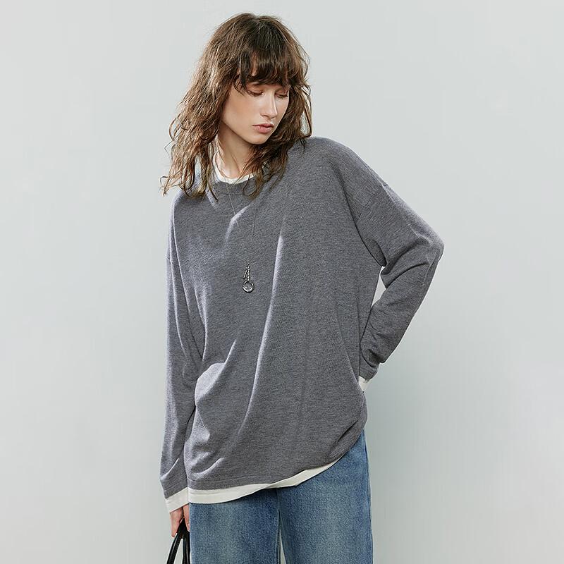 Chuyu Women's Faux Two-Piece Contrast Knit Top