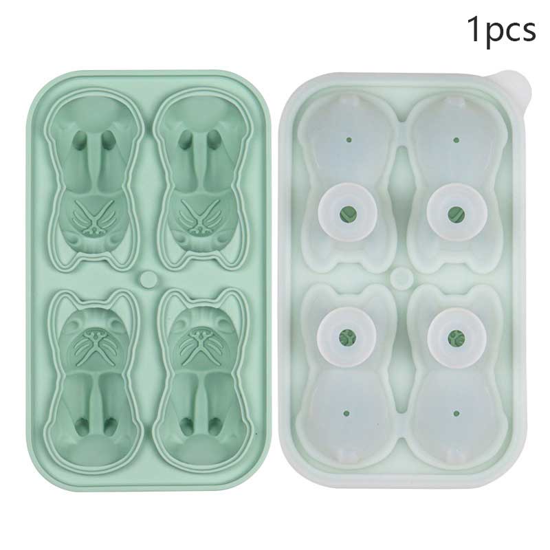 French Bulldog Ice Tray Silicone Durable Not Easily Deformed Portable Drinkware Accessories Household Ice Mold Four Grid Cartoon