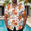 Camicia da uomo casual a maniche corte con stampa floreale tropicale hawaiana