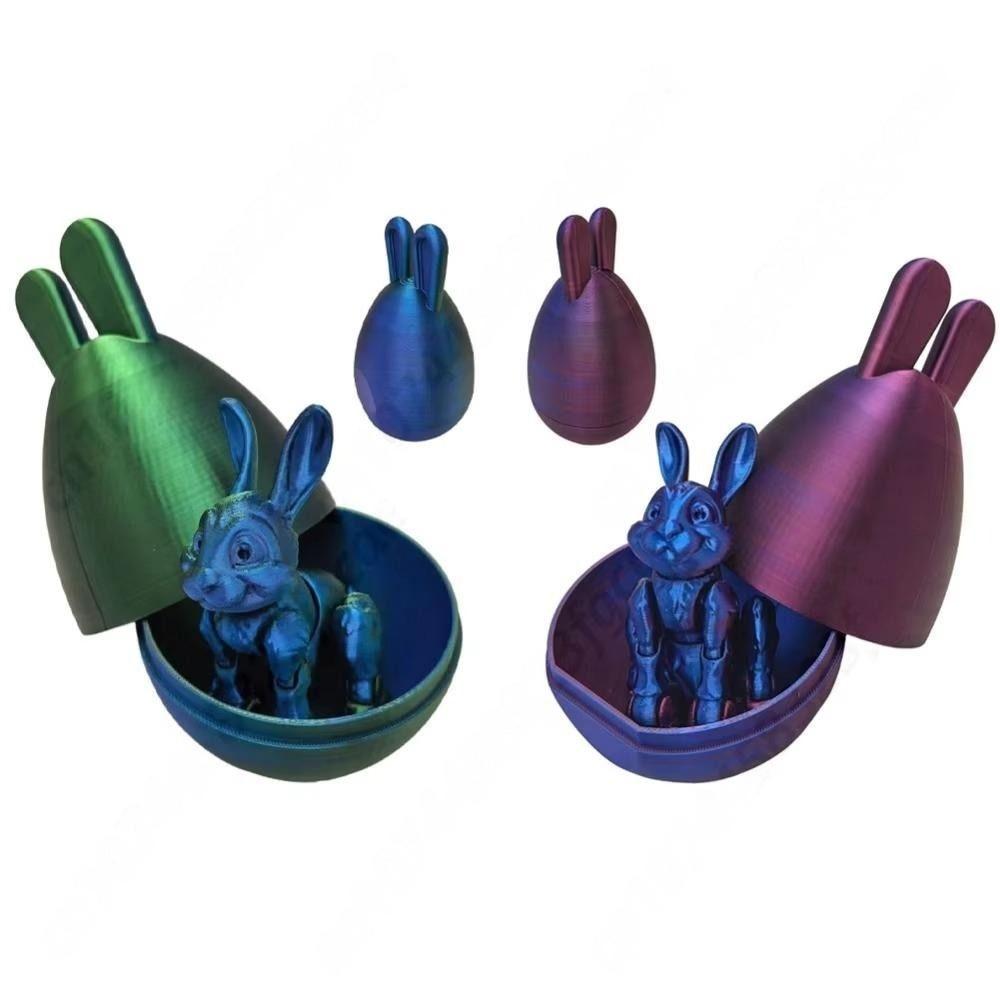 Easter Gifts Rabbit Egg Fidget Toy 3D Printed Crystal Colorful Easter Painting Eggs Desktop Rabbit Ornament Easter
