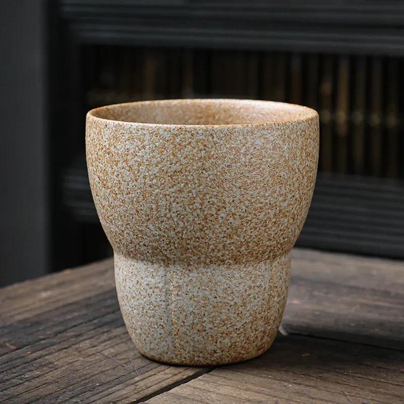 170M Japanese Style Coarse Pottery Espresso Coffee Cup Vintage Ceramic Kung Fu Tea Cup Home Breakfast Cup