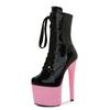 17cm Sexy Pole Dancing Shoes Ultra-high Heel Stiletto Model Catwalk Shoes Mirror Solid Color Plus Size Dance Training Shoes Girl