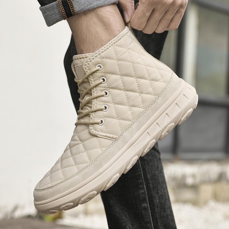 Fashion Fashion Autumn Winter New Fleece Warm High Top Leather Boots Outdoor Flat Bottomed Comfort Men Casual Boot Quality Chelsea Boots