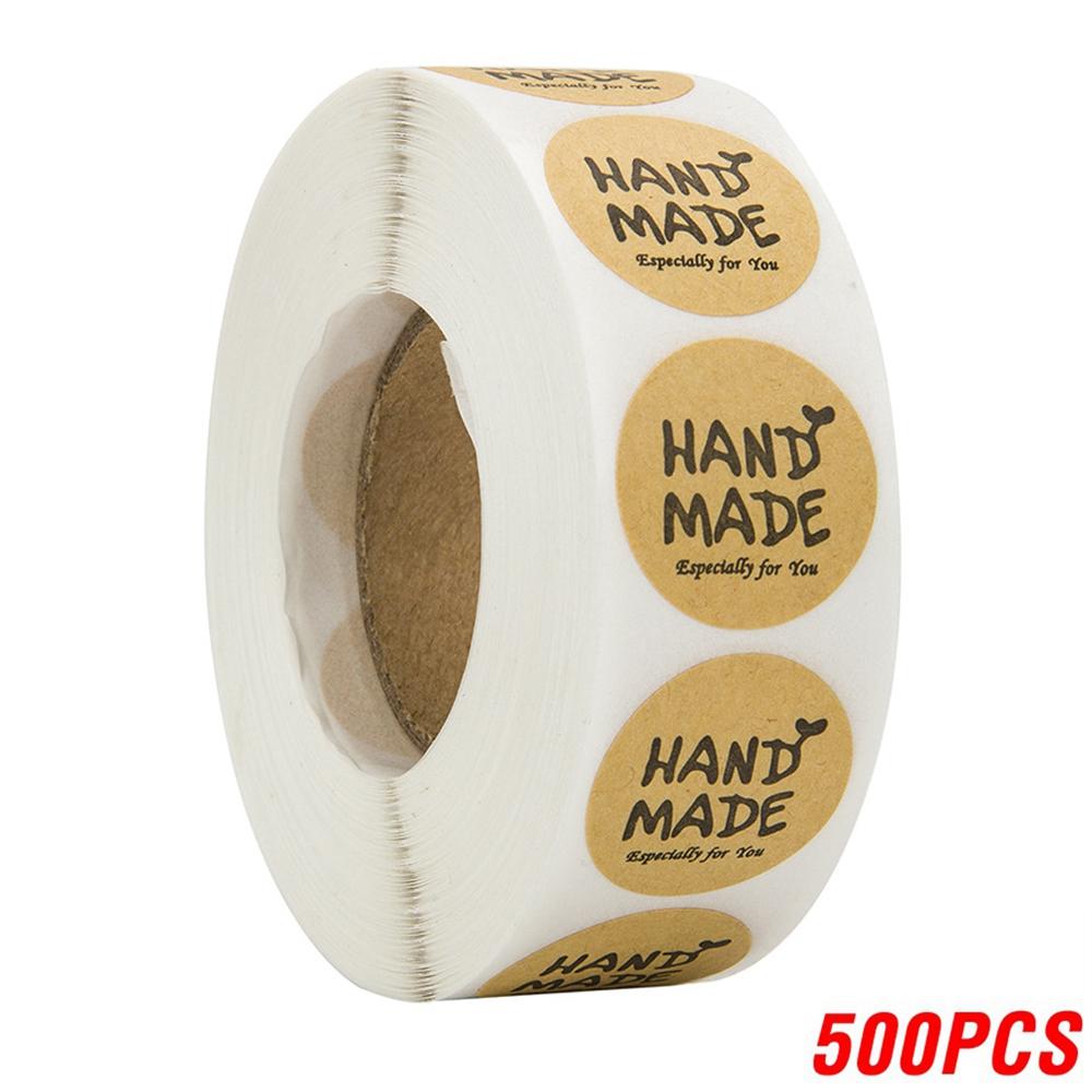 50-500Pcs Kraft Paper Homemade With Love Stickers Scrapbooking For Envelope And Package Seal Labels Sticker Stationery Handmade