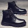 Autumn and Winter New Men's Martin Boots New Mid-high Men's Shoes Casual Platform Fleece Booties