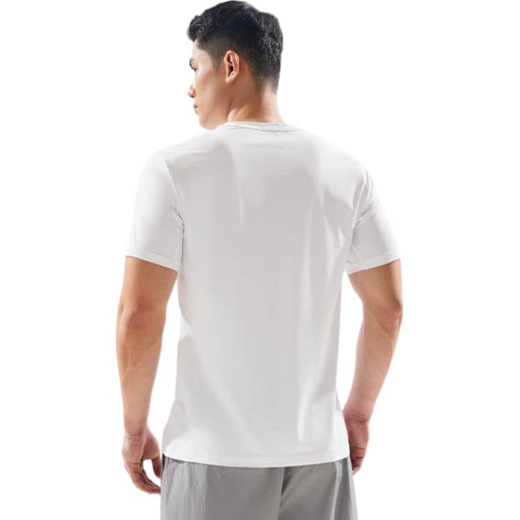 Li-Ning Fitness Series Sports Casual Simple Solid Color Round Neck Short Sleeve T-Shirt Men Tops White ATSV395-6