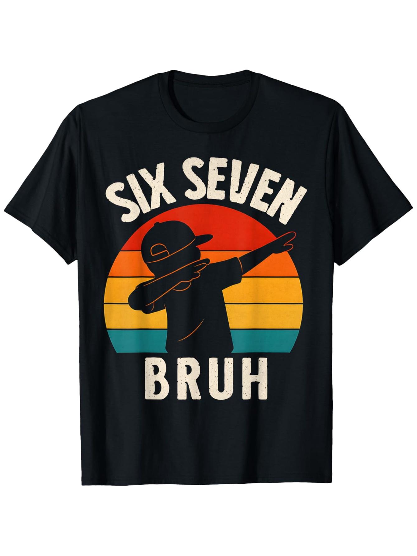 Funny 67 Meme T-Shirt with 6 & 7 Dabbing Print - 67 Meme Graphic Round Neck Short Sleeve Casual Tee S