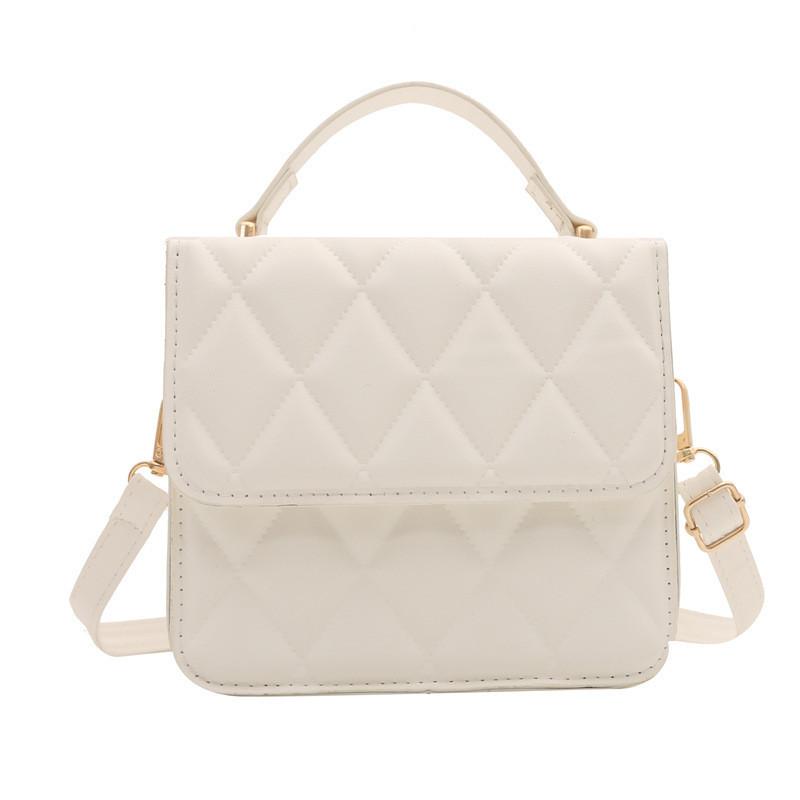 Trendy Grid Handbag 2024 Spring New Style Small Square Bag Street Chic Shoulder Crossbody Bag белый