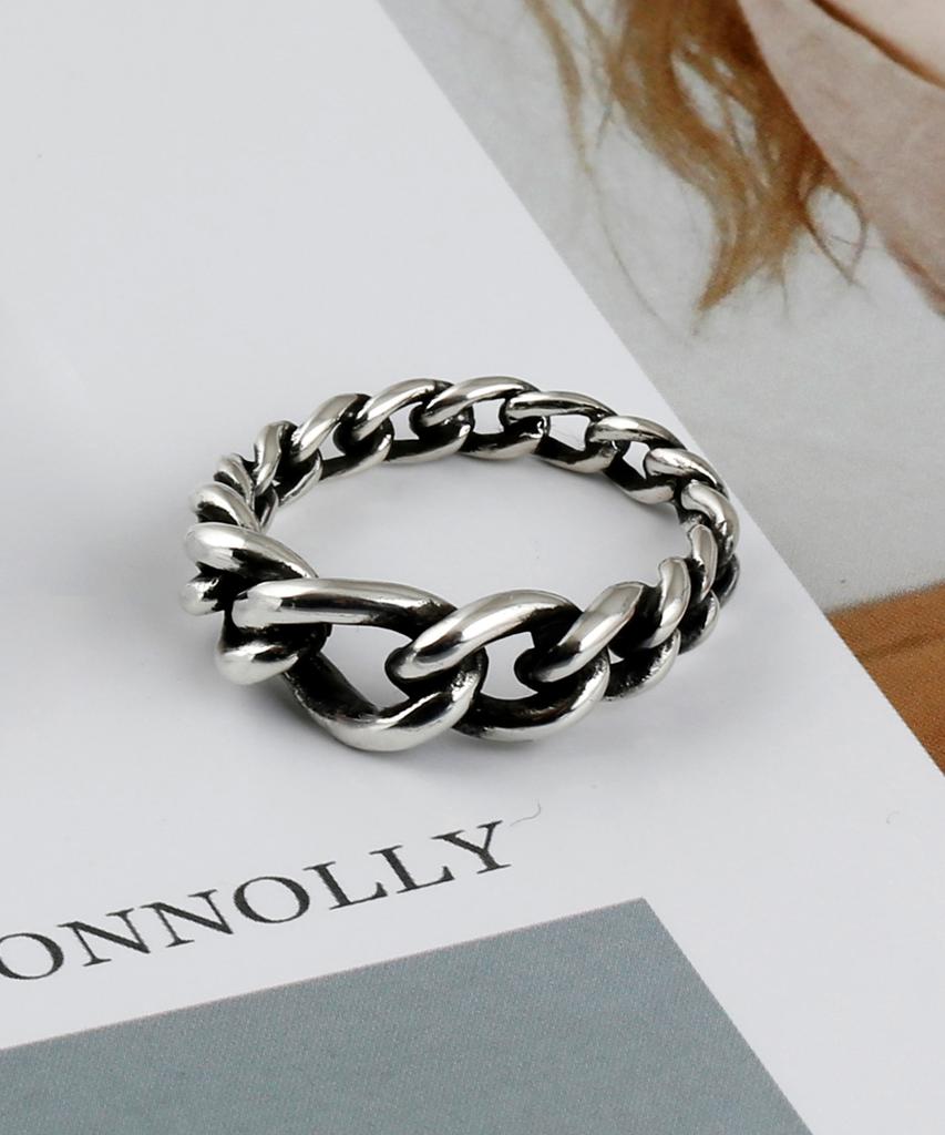 Shoveoff Silver 925 Friendship Couple Daily Chain Ring Silver Ring Svr-S616