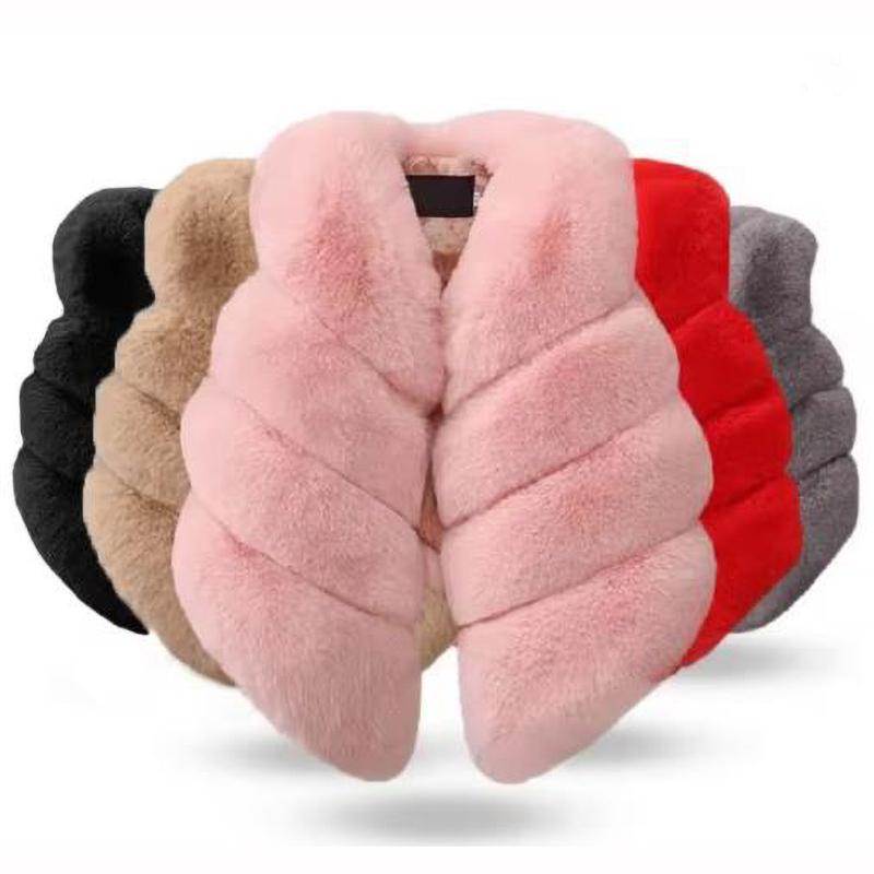 Chaleco de Piel para Niñas Otoño Invierno Moda Grueso Cálido Chaleco Ropa Exterior para Niños Niña Navidad