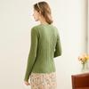 TUHUANG Women's Slim Fit V-Neck Ribbed Wool Blend Cardigan