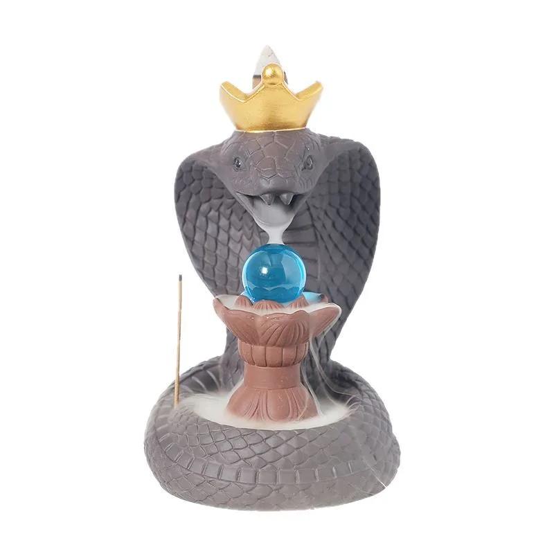 1 Stück Lila Ton Buddha Rückfluss Räuchergefäß, Kreatives Schlangen- & Elefanten-Design, Handgefertigte Heimdekoration (Ohne Weihrauch)