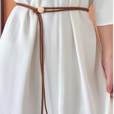 Ceinture à franges tendance pour femme, en cuir souple, ajustable, longue, assortie à des robes et des chemises
