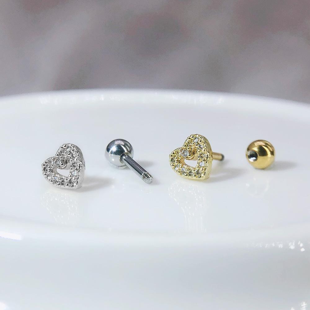 Heart Earrings for Women Dainty Helix Piercing Trend 2024 Silver Color Zircon Tragus Daith Lobe Cartilage Ear Studs Body Jewelry