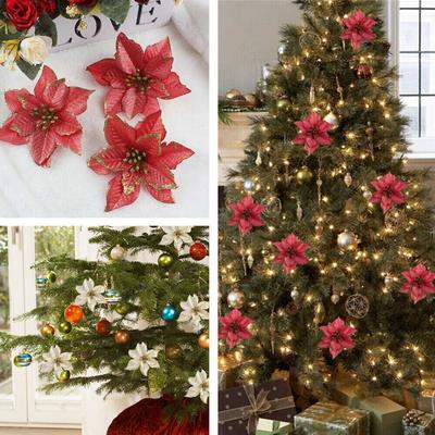 10pc 15cm Natal Flor Artificial Árvore de Natal Decoração de Casa Flor Falsa