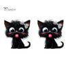 Removable PVC Wall Clings Halloween Cute Tongue Out Black Cat Toilet Lid Sticker, Cartoon Kitty Healing Style Room Decorations Bathroom Decal,
