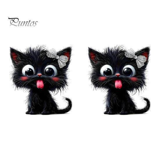 Removable PVC Wall Clings Halloween Cute Tongue Out Black Cat Toilet Lid Sticker, Cartoon Kitty Healing Style Room Decorations Bathroom Decal,