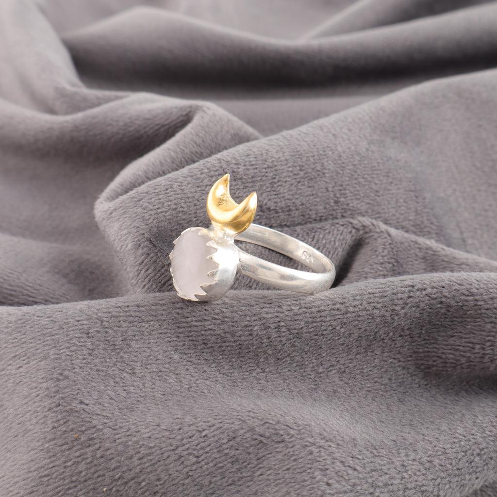Selenite 925 Solid Sterling Silver Jewelry, Handmade Gemstone Jewelry Ring For Memorial Day