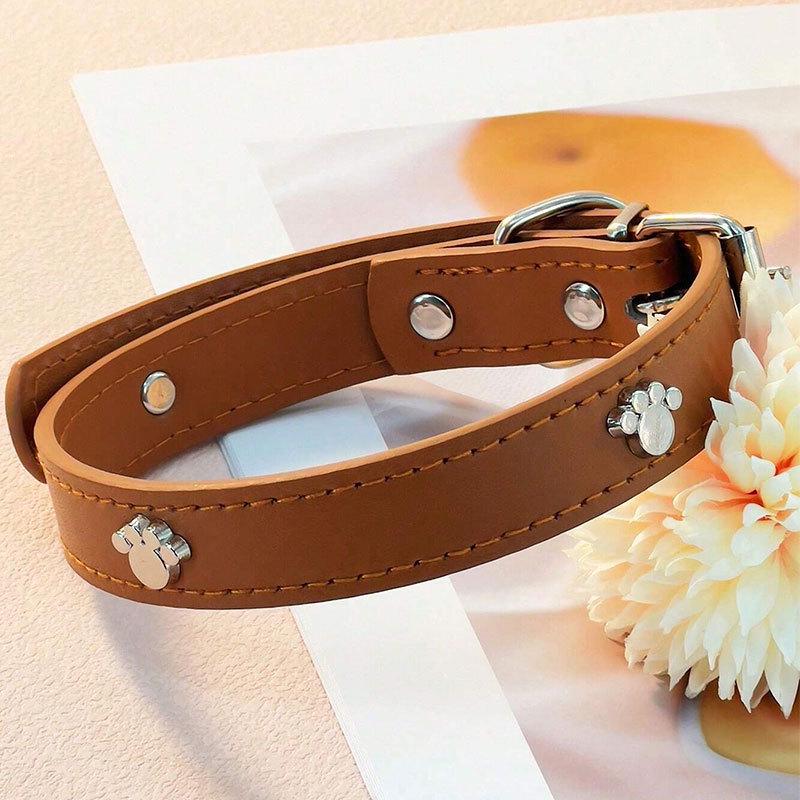 Leather No-Choke Pet Collar for Small and Medium Dogs and Cats