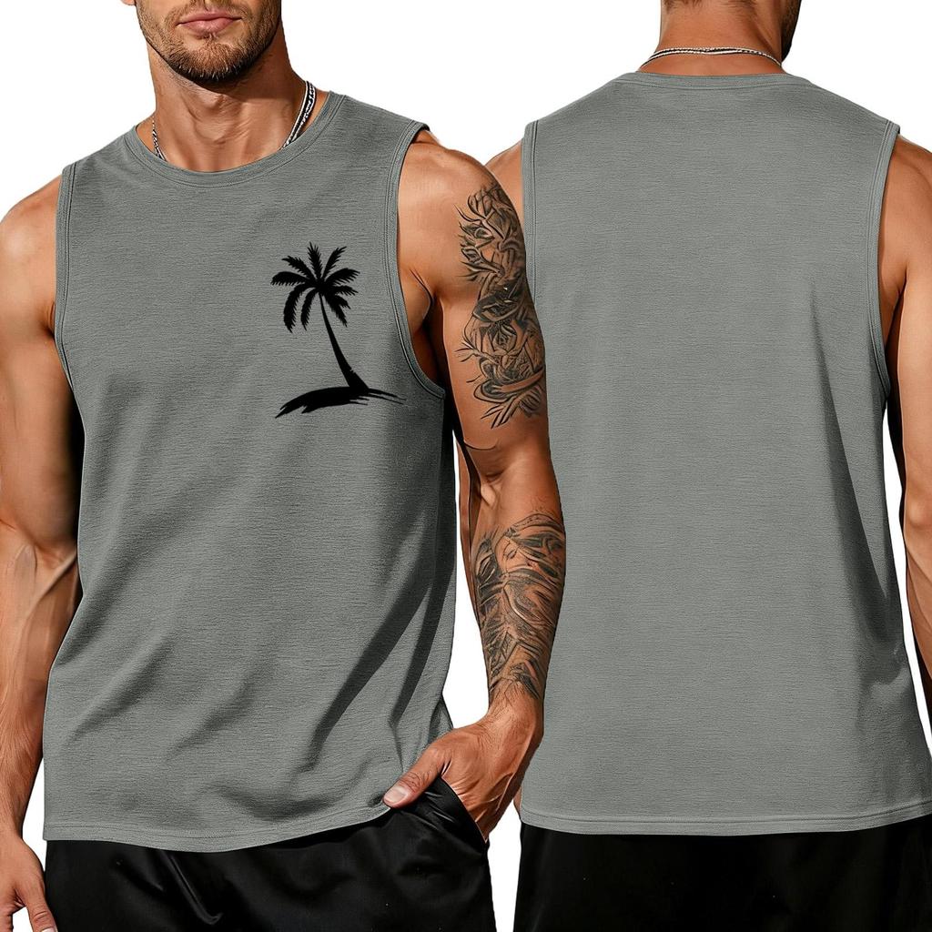 Men's Loose and Casual Hawaiian Print Sleeveless Shirt