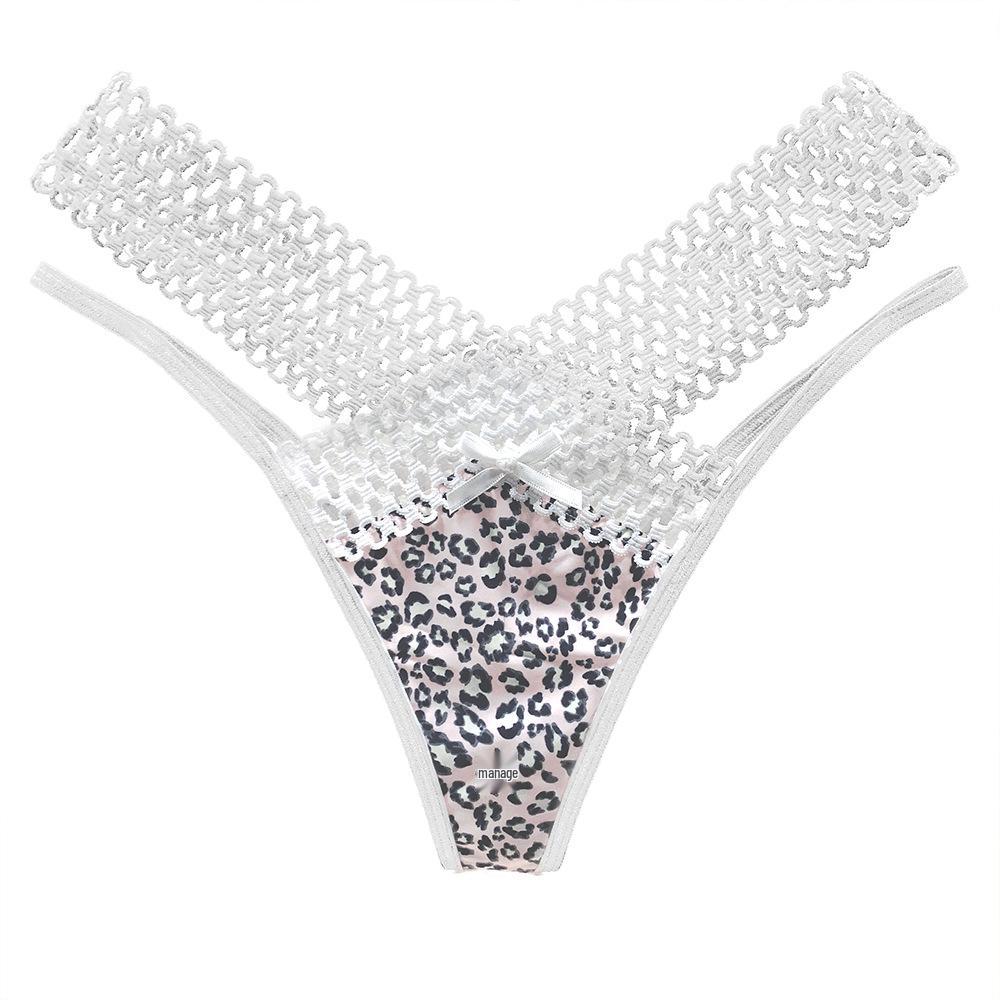European & American Ice Silk Low-Rise Sporty Thong - Sexy, See-Through, Hollowed-Out Design