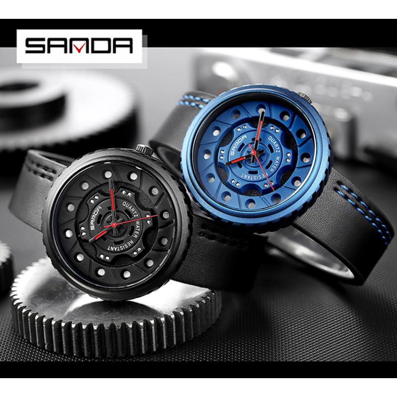 New Watch Men's Belt Business Quartz Watch Hollow Large Dial Fashion Personality Trendy Watch