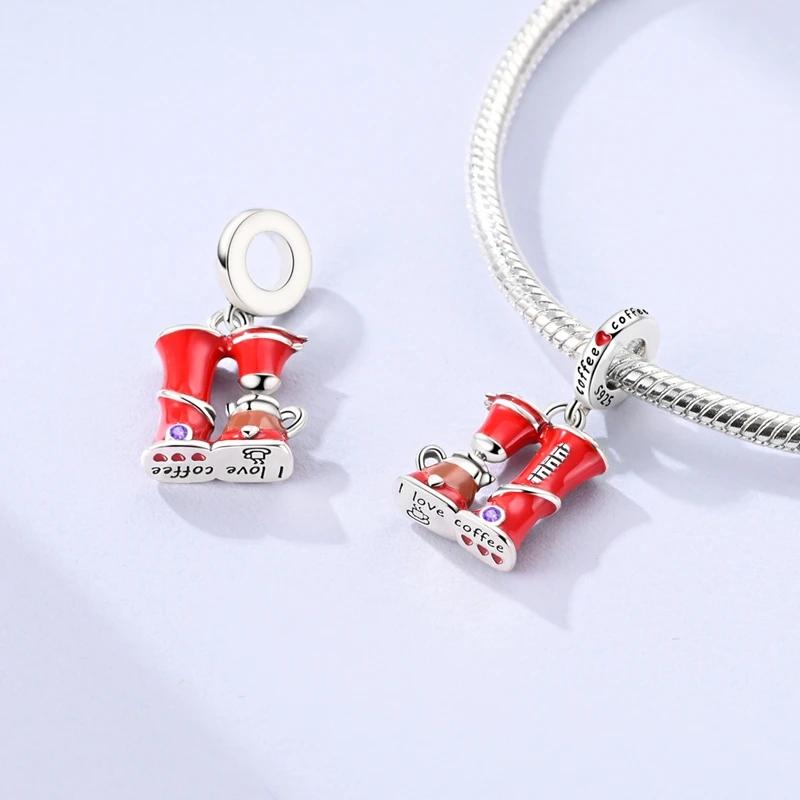 

Red Coffee Machine Pendant copper Plated Authentic Bead Charms Compatible With Authentic Charm Bead Charms Bracelets Bead Charms Jewellery Gifts Ideal