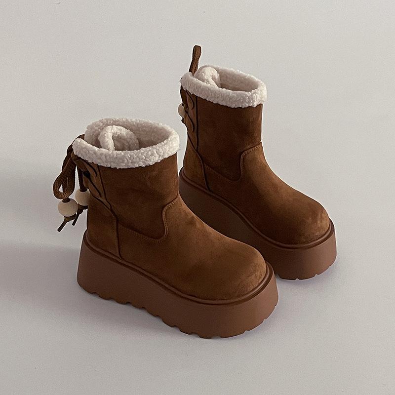 

Fashion Spice Girls Short Boots Skinny but Knee Round Head Knight Boots Women s Autumn and Winter Versatile Medium Boots Thick-soled Snow Boots 40 верблюд