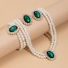 3Pcs/set French Elegant Elegant Multi Layer Imitation Pearl Jewelry Set 2025 Summer Party Wedding Gift Beaded Choker Necklace Earrings Sets for Women