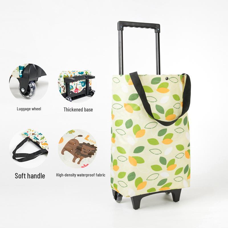 Tragbarer Faltbarer Einkaufstrolley mit Rädern - Umweltfreundlicher Multifunktionaler Handgezogener Wagen