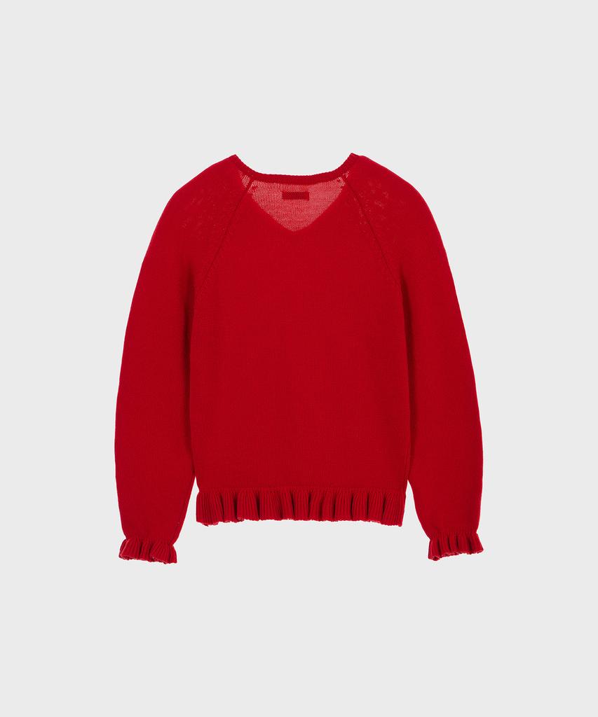 Alkialka V-Neck Frill Knit (Red)