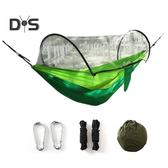 Amaca da campeggio con rete anti-moscerini da 200 kg, traspirante, leggera, portatile, singola, con cinghie per alberi, facile da montare, per interni ed esterni, da trekking