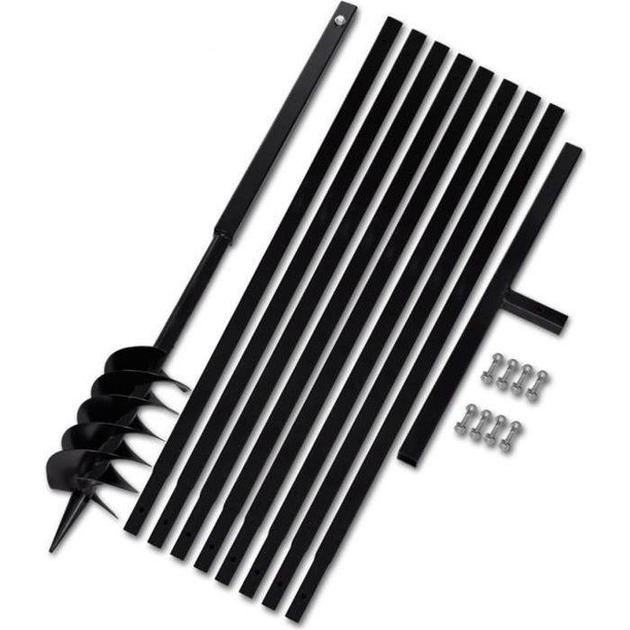 VidaXL Soil Auger with Handle 120 Mm and 9 M Extension Tube Steel