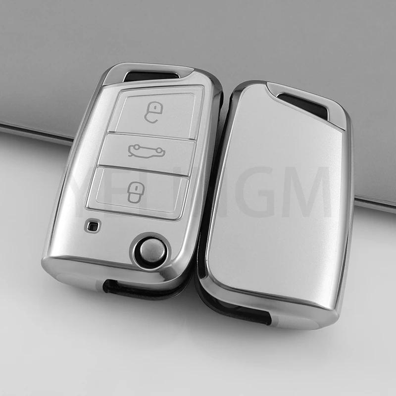 Car Tpu Key Case Cover For Vw Volkswagen Golf 7 Mk7 Tiguan Mk2 T-Roc T-Cross Skoda Octavia Kodiaq Karoq Seat Ateca Leon Fob