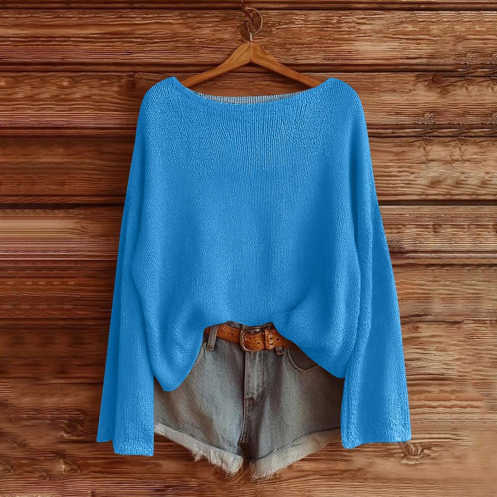 Mikiny pro ženy Pletený svetr Roztomilá košile Podzimní svetr s výstřihem