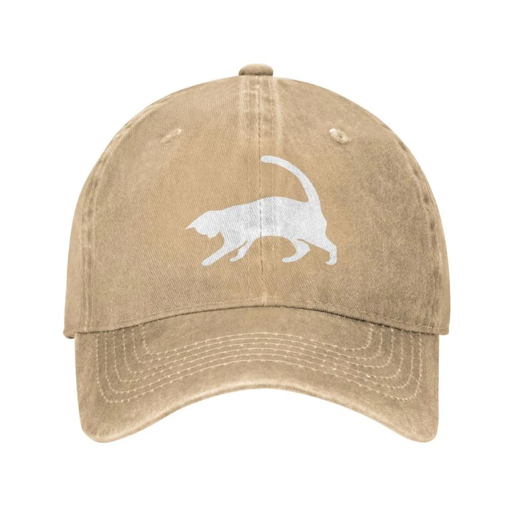 White Cat Kitten Vintage Adjustable Washed Denim Cotton Low Profile Mens Dad Trucker Hat Fitted Baseball Ball Cap for Men Unisex