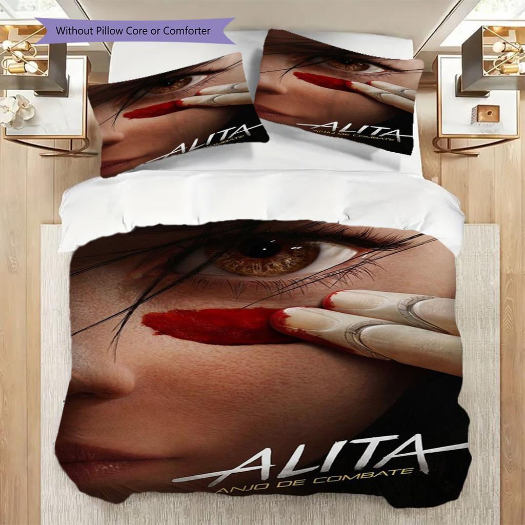 Alita Battle Angel Futuristic Warrior Three-piece set (1 * duvet cover + 2 * pillowcase, without core) 2D Flat Soft and comfortable