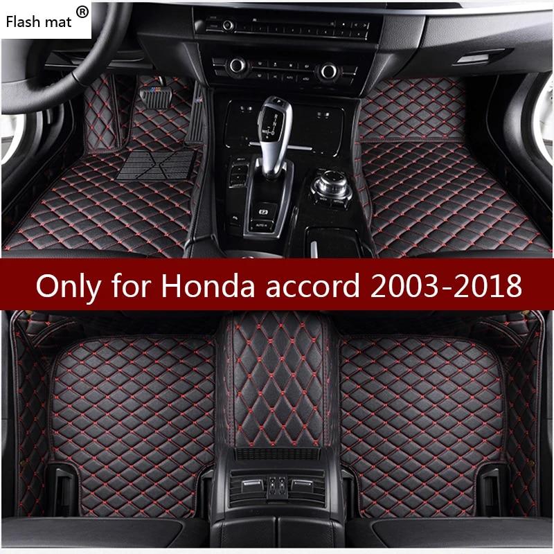 

Флеш-мат кожаные автомобильные коврики для Honda Accord 2003 2004-2015 2016 2017 2018 пользовательские подушечки для ног автомобильные ковры автомобильные чехлы