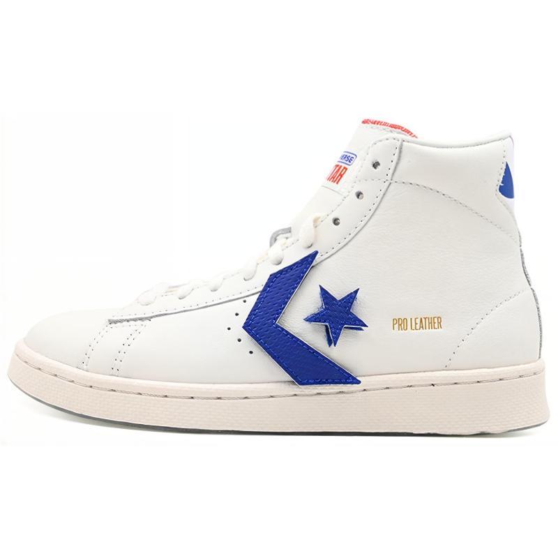 

Converse Cons Pro Leather Non-slip and Abrasion Resistant High-Top Board Shoes Unisex White, Red and Blue 35.5