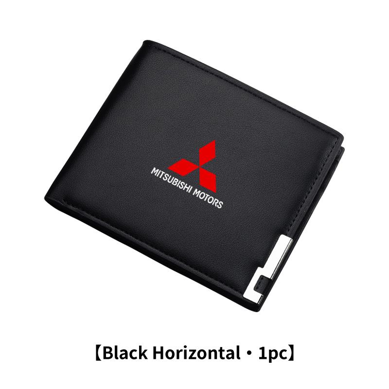 Men Leather Zipper Wallet Coin Pocket Vintage Big Capacity Male Short Money Purse For Mitsubishi Outlander Lancer Eclipse Mirage