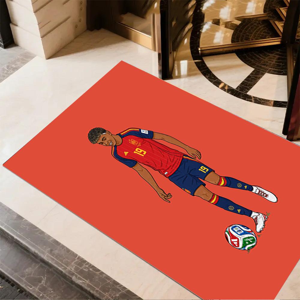 Lamine Yamal's Spain Soccer Player Floor Rug Office Rug Design for Game Room Study room Dormitory Kitchen Antislip Carpet Anime Office Decor