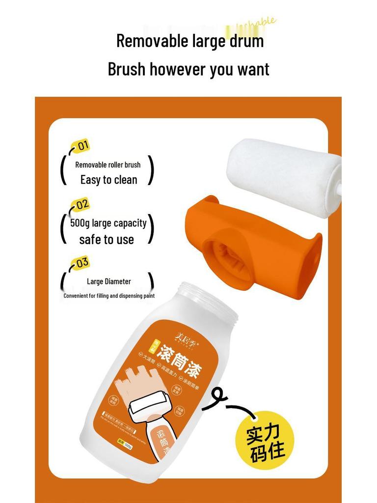 Orange Wall Large Roller White Water-Based Latex Paint - Low-Odor Interior Repair Paint