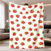 2026 New Arrival Flannel Blanket 1pc Strawberry Plush Blanket UltraSoft & Warm AllSeason Bedspread with Red & White Strawberry Print, Machine Washable