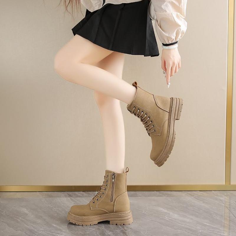 Lace-up Round Toe Ankle Boots for Women Spring Autumn Platform Woman Short Shoes Comfortable and Elegant Chic New In Y2k Booties