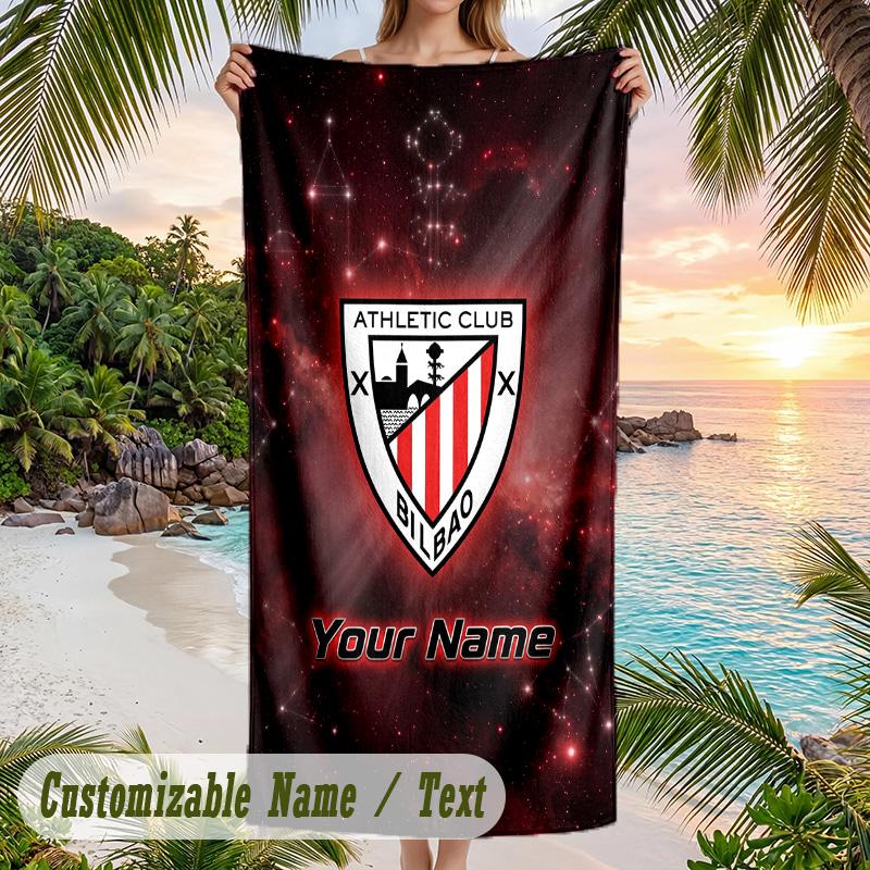 Beach Towel Athletic Bilbao FC Print Custom Name Text Soft Towel for Swimming Pool