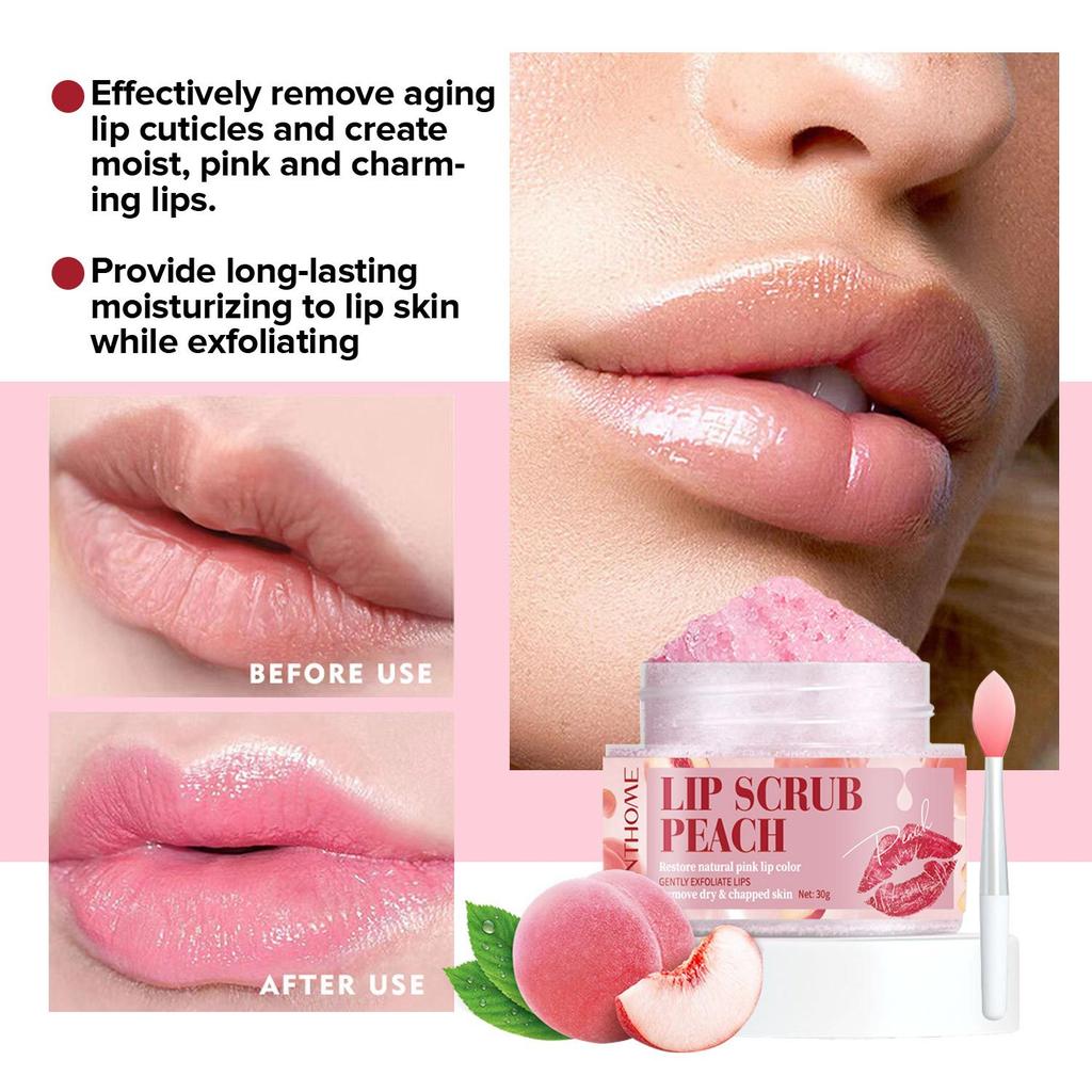 LANTHOME Peach Lip Scrub Exfoliator, Moisturizing,