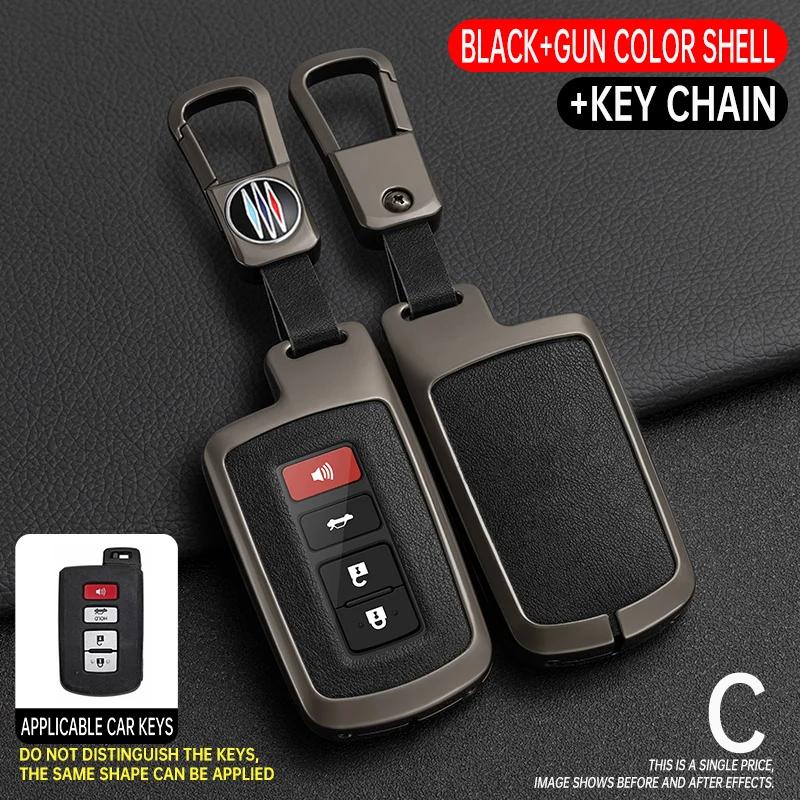 2 3 4 Buttons Zinc Alloy Leather Car Key Case Cover for Toyota RAV4 Highlander Avalon Sequoia Tundra Tacoma 4Runner Cruise Prius