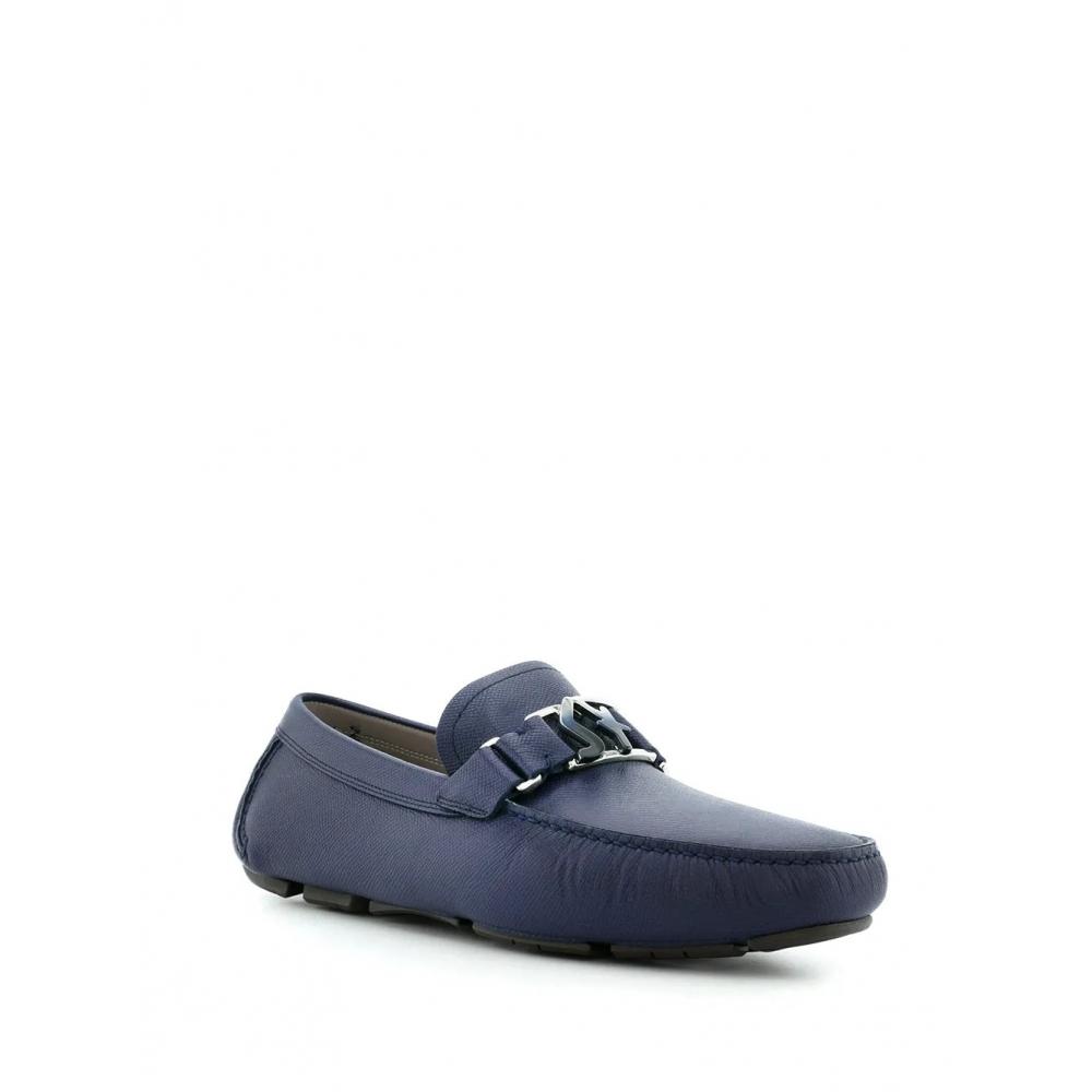Salvatore Ferragamo Ferragamo Blue Logo Plaque Loafers Blue