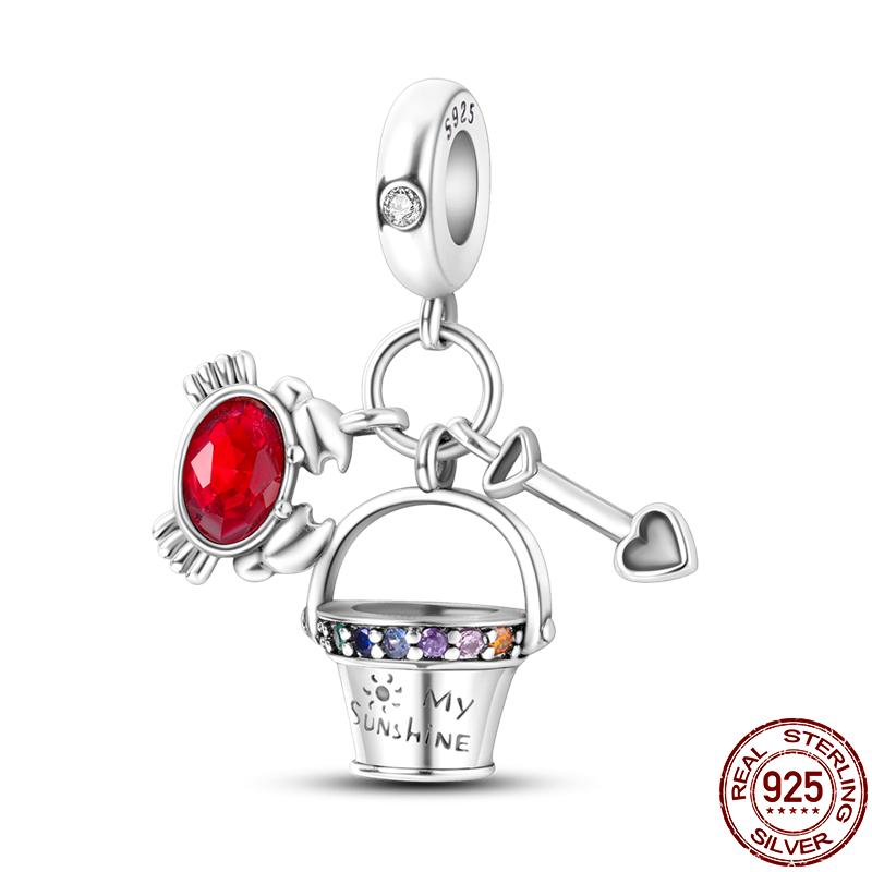 S925 Sterling Silver Luminous Colorful Fireflies Charms Fit  Bracelet Bead DIY Jewelry For Women Gift Hot Sale